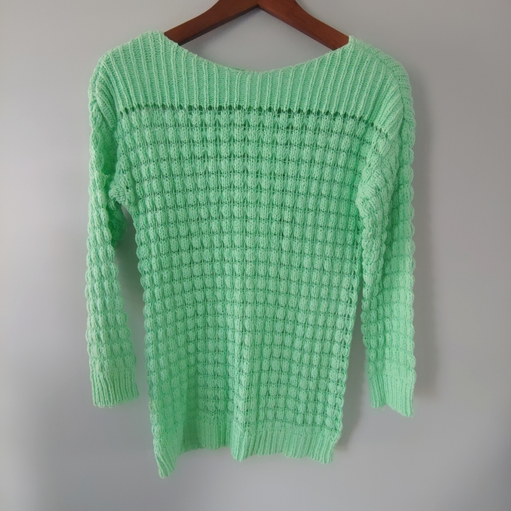Apt. 9 Vivit Mint Creen Open Weave pull on Sweater